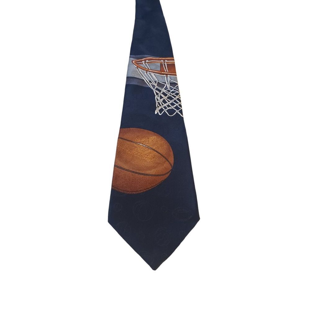 Vintage Evan Picone Sport Basketball Themed‎ Necktie 100% Silk Sports Coach Work